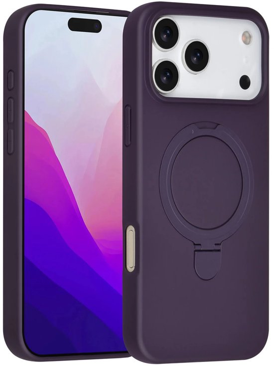 iPhone 17 Pro Max Hoesjes – Siliconen Backcover – Schokbestendig – Ringstandaard – Grape Purple-Ilumina Benelux