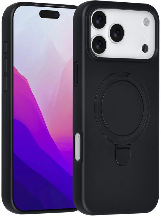 iPhone 17 Pro Max Hoesjes – Siliconen Backcover – Schokbestendig – Ringstandaard – Zwart-Ilumina Benelux