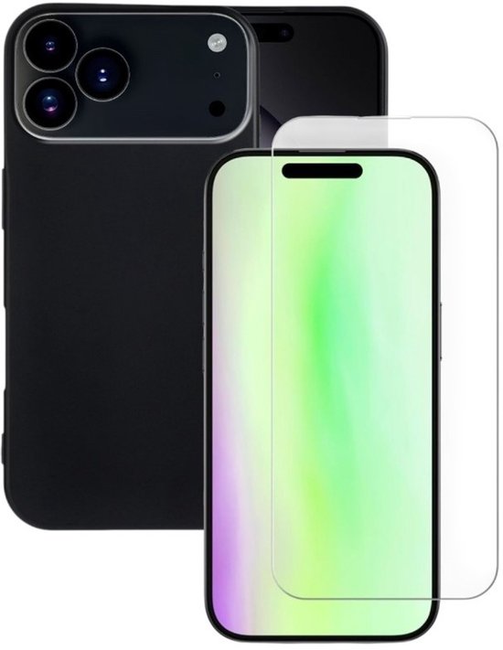 iPhone 17 Pro Max Hoesjes – Siliconen Backcover – Soft Grip – Zwart – Incl. 3x Screenprotector Gehard Glas – Anti Kras – Transparant-Ilumina Benelux
