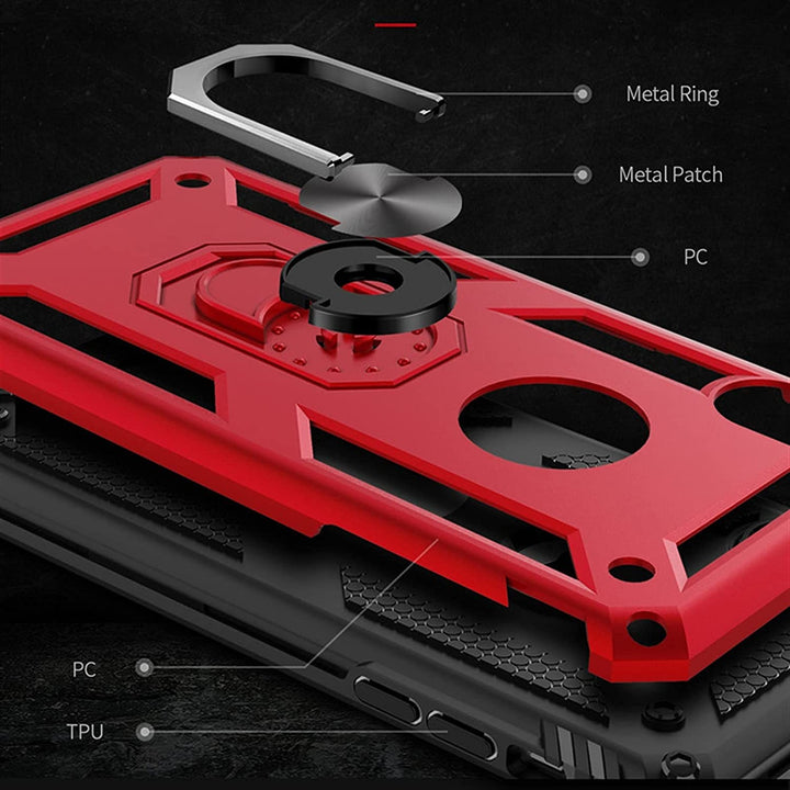 iPhone 7 Plus / 8 Plus Hoesjes – Ring Armor Backcover – 360° Draaibare Standaard – Magneet – Rood-Ilumina Benelux