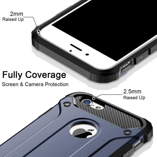 iPhone 7 Plus/8 Plus Hoesjes – Hybrid Armor Backcover – Heavy Duty – Schokbestendig – Blauw-Ilumina Benelux