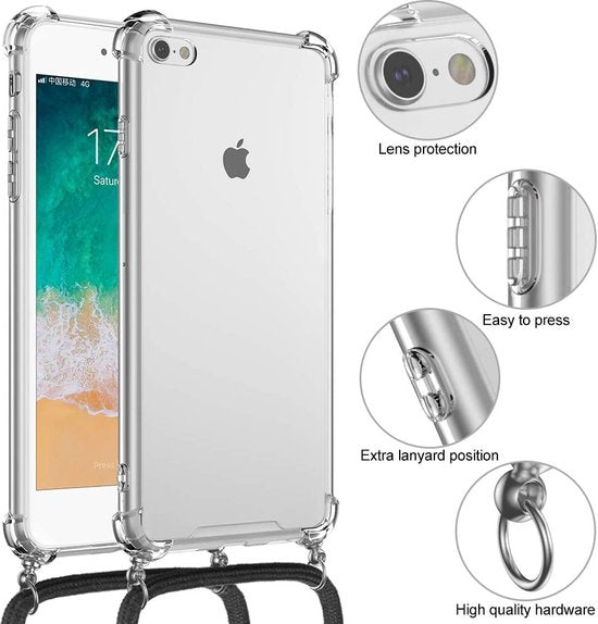 iPhone 7 Plus/8 Plus Hoesjes – Siliconen Backcover met Schouderkoord – Transparant-Ilumina Benelux