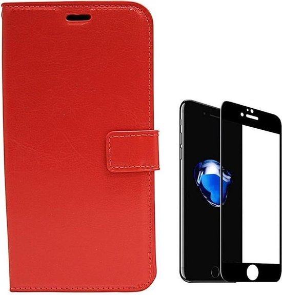 iPhone 7/8 Hoesjes – Bookcase Portemonneehoes – Pasjeshouder – 2x Full Screenprotector – Rood-Ilumina Benelux