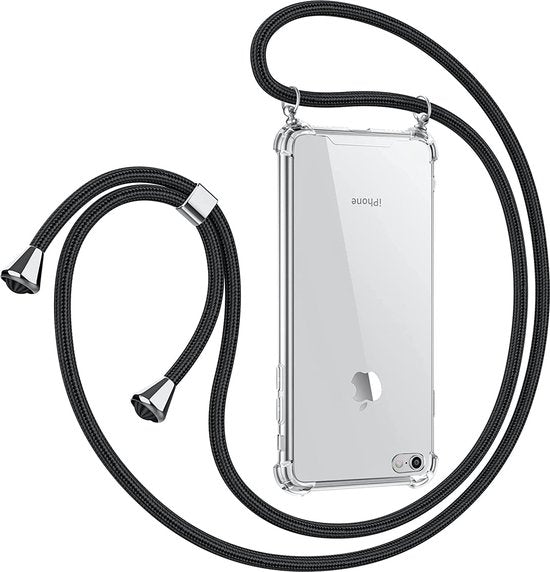iPhone 7/8 Hoesjes – Siliconen Backcover met Schouderkoord – Kettingkoord – Transparant-Ilumina Benelux