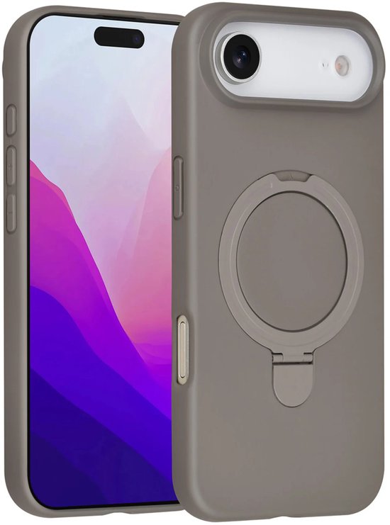 iPhone Air Hoesjes – Siliconen Backcover – Schokbestendig – Ringstandaard – Titanium Grijs-Ilumina Benelux