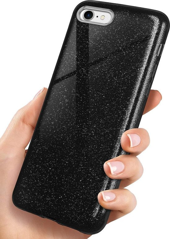 iPhone SE 2020/7/8 Hoesjes – Glitter TPU Siliconen Backcover – BlingBling – Zwart-Ilumina Benelux