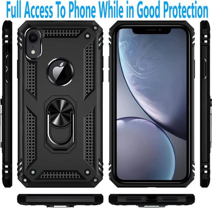 iPhone XR Hoesjes – Ring Armor Backcover – 360° Draaibare Kickstand Ring – Magneet – Goud-Ilumina Benelux