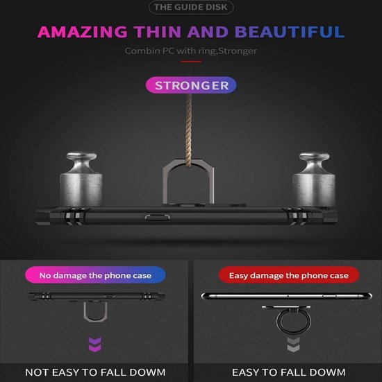 iPhone XR Hoesjes – Ring Armor Backcover – 360° Draaibare Kickstand Ring – Magneet – Goud-Ilumina Benelux