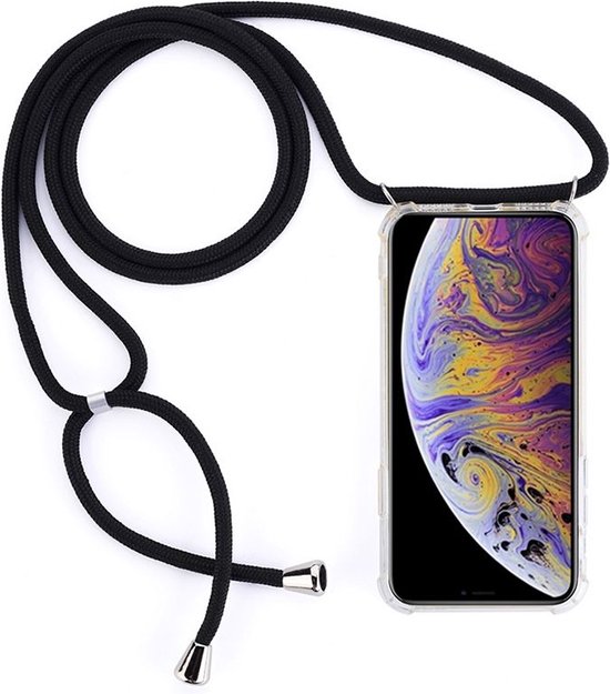 iPhone X/XS Hoesjes – Siliconen Backcover met Koord Schouderketting – Transparant-Ilumina Benelux