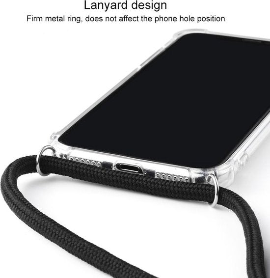 iPhone X/XS Hoesjes – Siliconen Backcover met Koord Schouderketting – Transparant-Ilumina Benelux