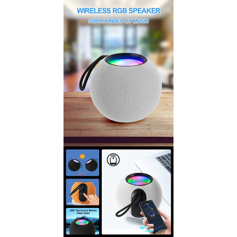 RGB Bluetooth Speaker 5W – Draadloze Mini Luidspreker met FM Radio, USB, TF Kaart, AUX & IPX4 Waterbestendig