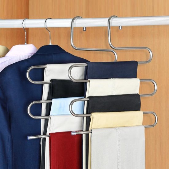Kledinghangers – Anti-slip Ruimtebesparend – Broekhanger & Kast Organizer – Set van 3 – Zwart-Kledinghanger-Ilumina Benelux