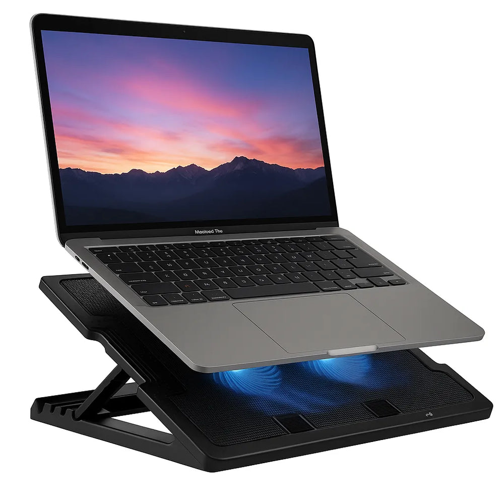 Laptop cooling pad – 140mm ventilator – Verstelbaar tot 17 inch – Stil met LED – USB-hub – Zwart-Laptopkoelers-Ilumina Benelux