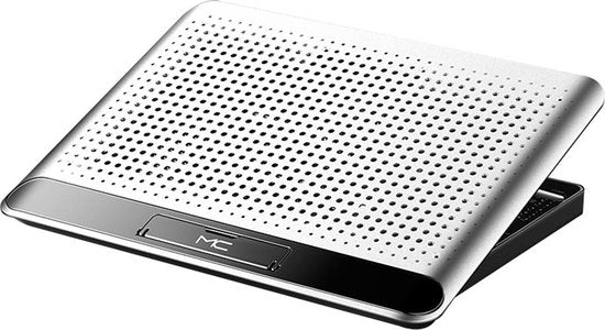 Laptop koeler – Cooling pad met 160 mm ventilator – 6 standen verstelbaar – Tot 17 inch – USB-aangedreven – Aluminium – Zilver-Laptopkoelers-Ilumina Benelux