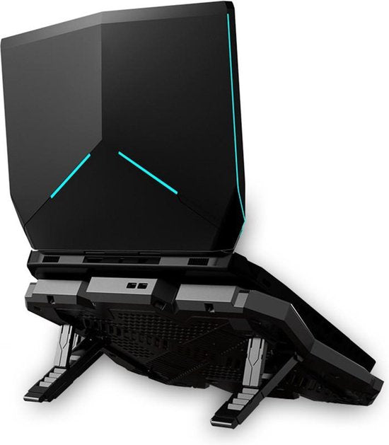 Laptop koelerstand – RGB cooling pad – 6 ventilatoren – Instelbare windsnelheid & hoogte – Zwart-Laptopkoelers-Ilumina Benelux