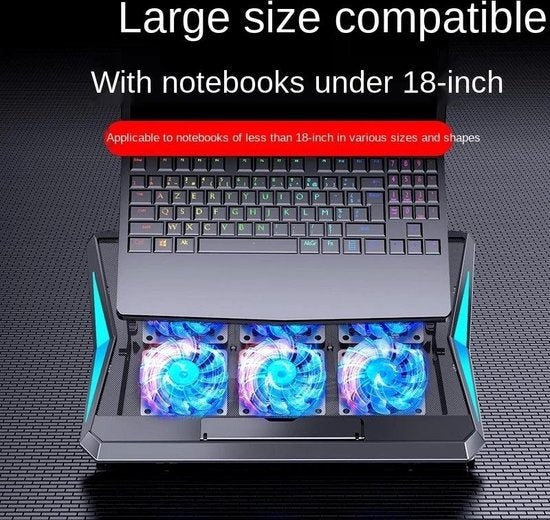 Laptop koelpad – Met 6 stille fans – 6 hoogtes verstelbaar – Voor 12-17 inch laptops & MacBook – Zwart-Laptopkoelers-Ilumina Benelux