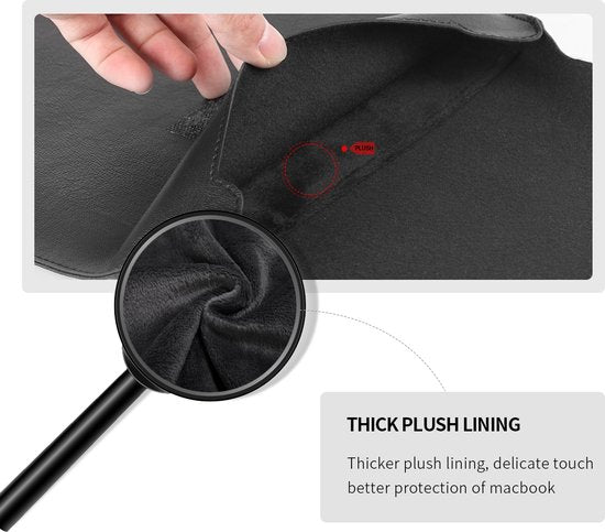 Laptop sleeve 13-14 inch – PU leren laptoptas – Ergonomische standaard – Muismat & accessoirevakken – Zwart-Notebookstandaard-Ilumina Benelux