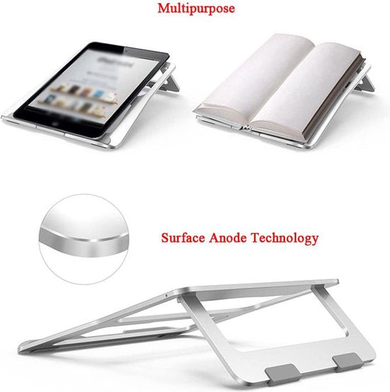 Laptop standaard bureau – Aluminium laptophouder – Ergonomische laptopverhoger – Ventilerend ontwerp – Zilver-Notebookstandaard-Ilumina Benelux