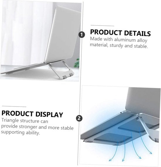 Laptop standaard bureau – Aluminium laptophouder – Ergonomische laptopverhoger – Ventilerend ontwerp – Zilver-Notebookstandaard-Ilumina Benelux