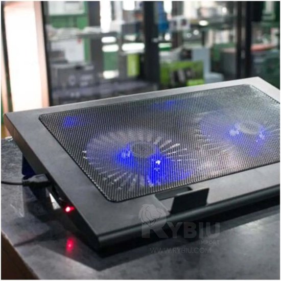 Laptop standaard met koeling – Cooling pad – 12-17 inch – Verstelbaar – 2 ventilators – Zwart-Laptopkoelers-Ilumina Benelux