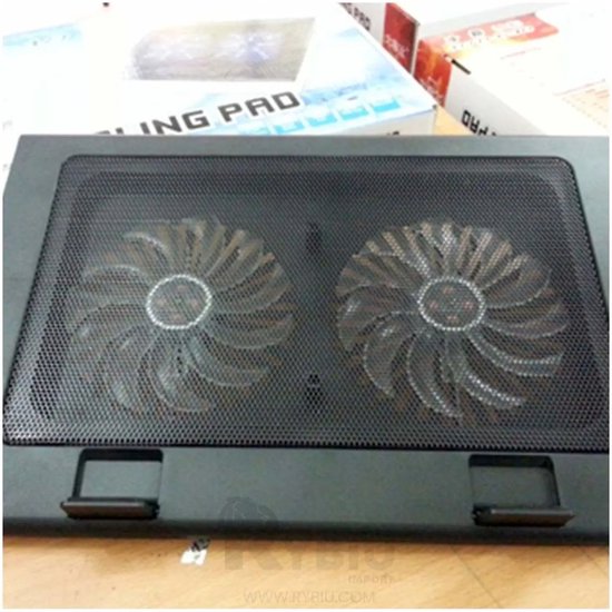 Laptop standaard met koeling – Cooling pad – 12-17 inch – Verstelbaar – 2 ventilators – Zwart-Laptopkoelers-Ilumina Benelux