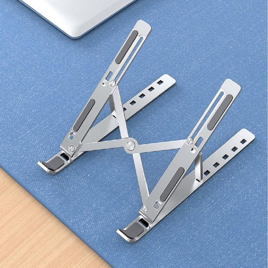 Laptop standaard – Verstelbaar ergonomisch – Opvouwbaar & draagbaar – Geschikt voor Xiaomi Dell MacBook HP Lenovo – Zilver LB-455-Notebookstandaard-Ilumina Benelux