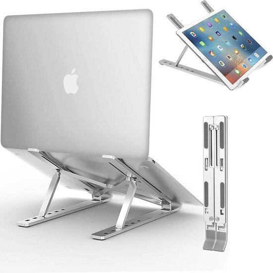 Laptop standaard – Verstelbaar ergonomisch – Opvouwbaar & draagbaar – Geschikt voor Xiaomi Dell MacBook HP Lenovo – Zilver LB-455-Notebookstandaard-Ilumina Benelux