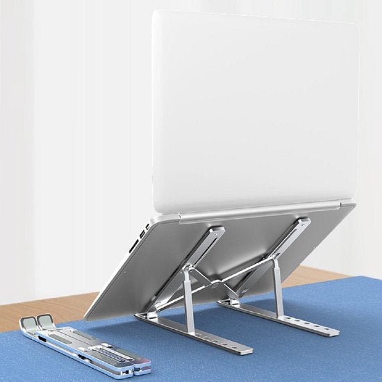 Laptop standaard – Verstelbaar ergonomisch – Opvouwbaar & draagbaar – Geschikt voor Xiaomi Dell MacBook HP Lenovo – Zilver LB-455-Notebookstandaard-Ilumina Benelux