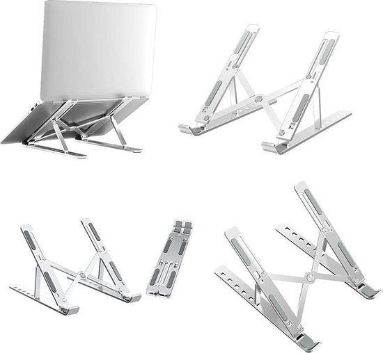 Laptop standaard – Verstelbaar ergonomisch – Opvouwbaar & draagbaar – Geschikt voor Xiaomi Dell MacBook HP Lenovo – Zilver LB-455-Notebookstandaard-Ilumina Benelux