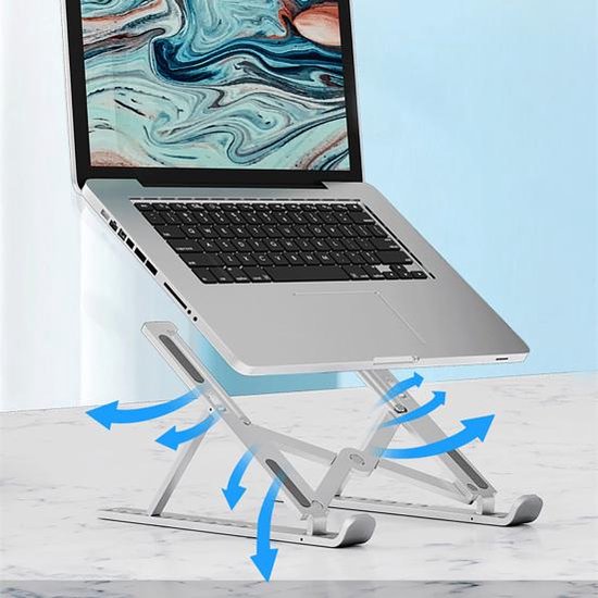 Laptop standaard – Verstelbaar ergonomisch – Opvouwbaar & draagbaar – Geschikt voor Xiaomi Dell MacBook HP Lenovo – Zilver LB-455-Notebookstandaard-Ilumina Benelux