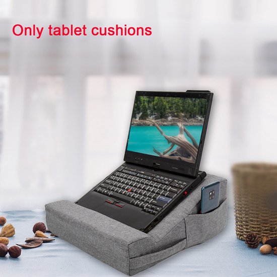 Laptopkussen – Laptoptafel voor Bed – Telefoonhouder – Geschikt voor Tablet/MacBook/Laptop – Grijs-Laptopstandaard-Ilumina Benelux