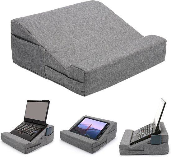 Laptopkussen – Laptoptafel voor Bed – Telefoonhouder – Geschikt voor Tablet/MacBook/Laptop – Grijs-Laptopstandaard-Ilumina Benelux