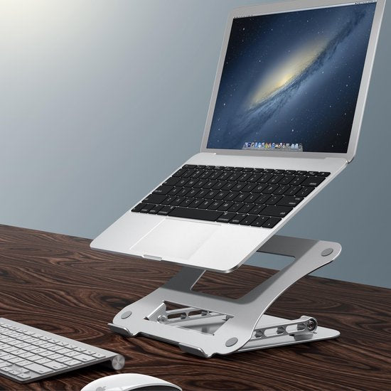 Laptopstandaard 10-17 inch – Verstelbaar & inklapbaar – Ergonomisch – Warmteafvoer – Zilver-Notebookstandaard-Ilumina Benelux