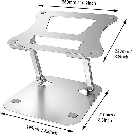 Laptopstandaard 10-17 inch – Verstelbaar & inklapbaar – Ergonomisch – Warmteafvoer – Zilver-Notebookstandaard-Ilumina Benelux