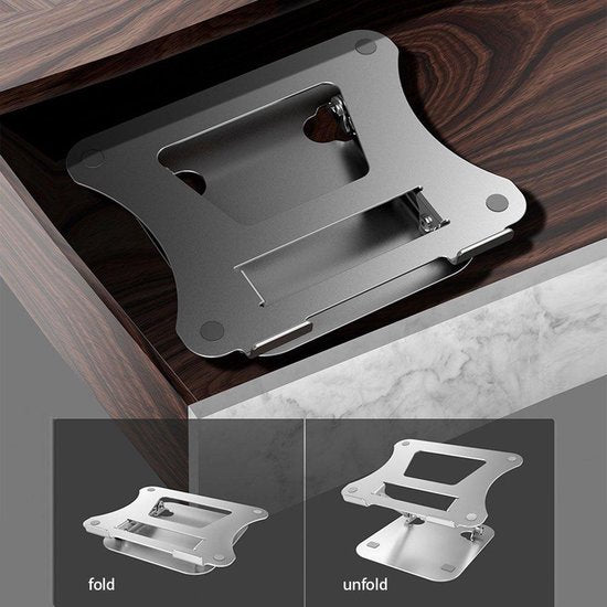 Laptopstandaard 10-17 inch – Verstelbaar & inklapbaar – Ergonomisch – Warmteafvoer – Zilver-Notebookstandaard-Ilumina Benelux