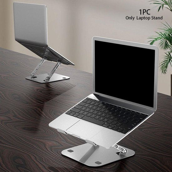 Laptopstandaard 10-17 inch – Verstelbaar & inklapbaar – Ergonomisch – Warmteafvoer – Zilver-Notebookstandaard-Ilumina Benelux