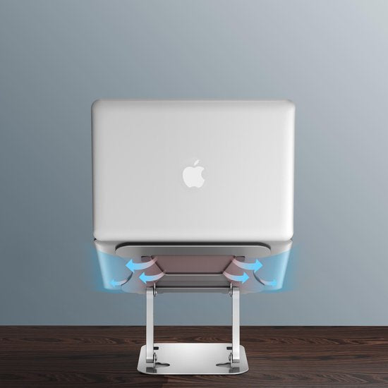 Laptopstandaard 10-17 inch – Verstelbaar & inklapbaar – Ergonomisch – Warmteafvoer – Zilver-Notebookstandaard-Ilumina Benelux