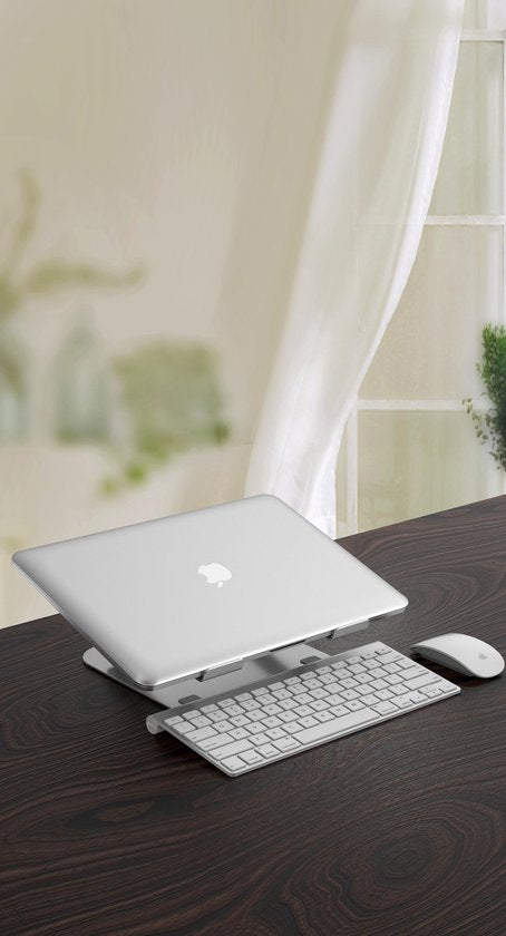 Laptopstandaard 10-17 inch – Verstelbaar & inklapbaar – Ergonomisch – Warmteafvoer – Zilver-Notebookstandaard-Ilumina Benelux