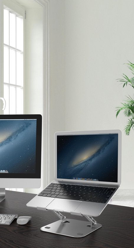 Laptopstandaard 10-17 inch – Verstelbaar & inklapbaar – Ergonomisch – Warmteafvoer – Zilver-Notebookstandaard-Ilumina Benelux