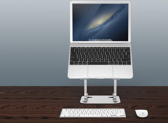 Laptopstandaard 10-17 inch – Verstelbaar & inklapbaar – Ergonomisch – Warmteafvoer – Zilver-Notebookstandaard-Ilumina Benelux