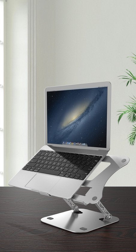 Laptopstandaard 10-17 inch – Verstelbaar & inklapbaar – Ergonomisch – Warmteafvoer – Zilver-Notebookstandaard-Ilumina Benelux