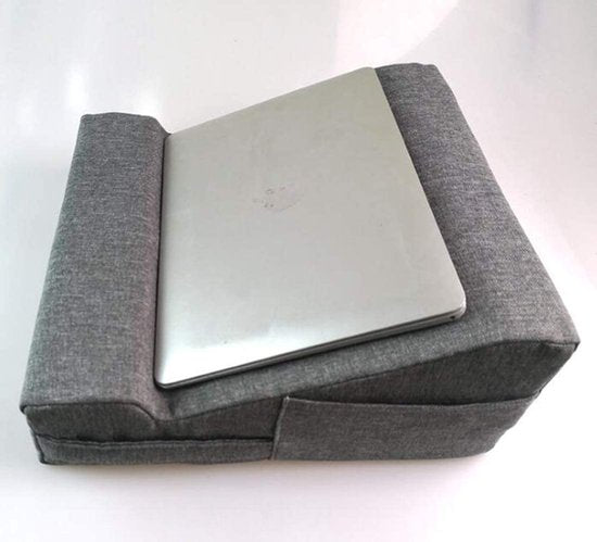 Laptopstandaard – 2-in-1 Tablet en Laptophouder Kussen – Draagbaar – Voor Bed, Bank, Bureau en Schoot – Grijs-Notebookstandaard-Ilumina Benelux