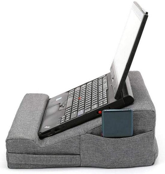 Laptopstandaard – 2-in-1 Tablet en Laptophouder Kussen – Draagbaar – Voor Bed, Bank, Bureau en Schoot – Grijs-Notebookstandaard-Ilumina Benelux