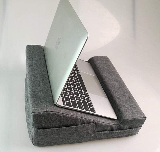 Laptopstandaard – 2-in-1 Tablet en Laptophouder Kussen – Draagbaar – Voor Bed, Bank, Bureau en Schoot – Grijs-Notebookstandaard-Ilumina Benelux