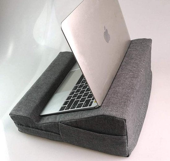 Laptopstandaard – 2-in-1 Tablet en Laptophouder Kussen – Draagbaar – Voor Bed, Bank, Bureau en Schoot – Grijs-Notebookstandaard-Ilumina Benelux