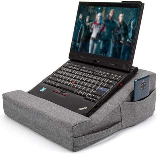 Laptopstandaard – 2-in-1 Tablet en Laptophouder Kussen – Draagbaar – Voor Bed, Bank, Bureau en Schoot – Grijs-Notebookstandaard-Ilumina Benelux