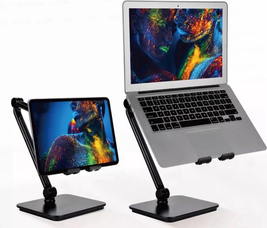 Laptopstandaard bureau – 360° draaibaar – Opvouwbaar – Universeel tot 14 inch – Zwart-Notebookstandaard-Ilumina Benelux