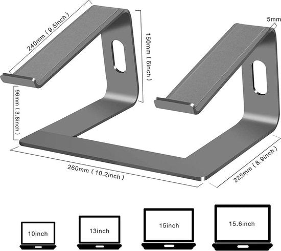 Laptopstandaard bureau – Aluminium laptopverhoger – Opvouwbaar statief – Geschikt voor MacBook Air/Pro – Grijs LB-562-Notebookstandaard-Ilumina Benelux