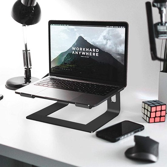 Laptopstandaard bureau – Aluminium verstelbaar – Anti-slip – Geschikt voor MacBook Air/Pro – Zwart-Notebookstandaard-Ilumina Benelux
