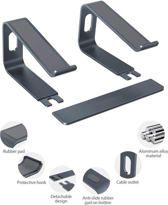 Laptopstandaard bureau – Aluminium verstelbaar – Anti-slip – Geschikt voor MacBook Air/Pro – Zwart-Notebookstandaard-Ilumina Benelux